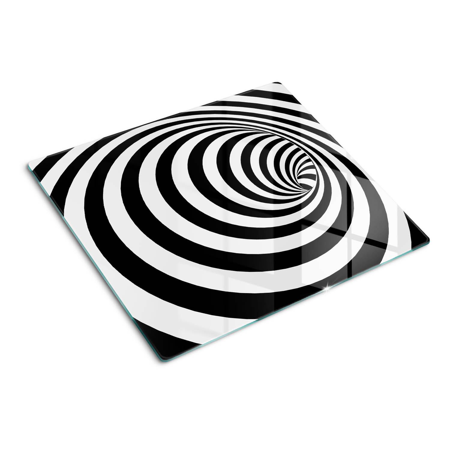 GLASPLATTE 60x52 cm Spirale mit Streifen - Schwarz, Glas (60/0.4/52cm) - TULUP