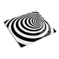 GLASPLATTE 60x52 cm Spirale mit Streifen - Schwarz, Glas (60/0.4/52cm) - TULUP
