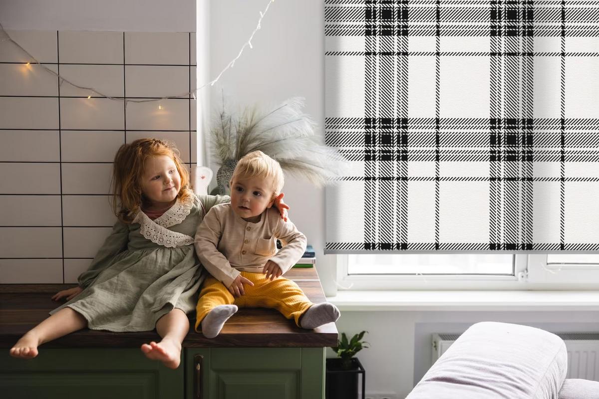 INNENROLLO - Fensterrollo - Rollo - 150x180 cm - Graues Tartan - Grau, Kunststoff (150/180/0.5cm) - TULUP