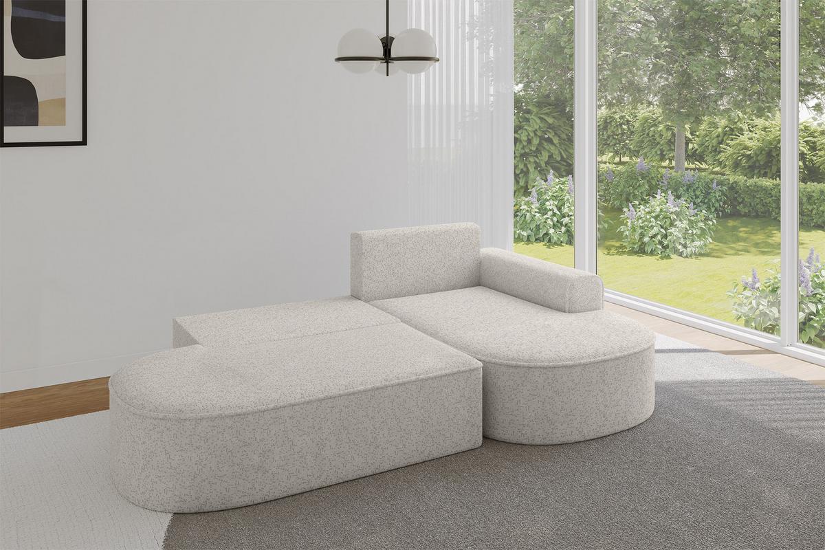 ECKSOFA mit Schlaffunktion und Bettkasten Ottomane Rechts MARI-L1-S - 283x167x73 cm Hellgrau Tissu - Hellgrau/Schwarz, Holzwerkstoff/Kunststoff (167/283cm) - ALTDECOR