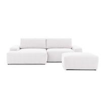 ECKSOFA inkl. Hocker Lennon aus Creme Strukturstoff mit Schlaffunktion und Bettkasten - Creme/Schwarz, Holz/Kunststoff (137/264cm) - S-Style