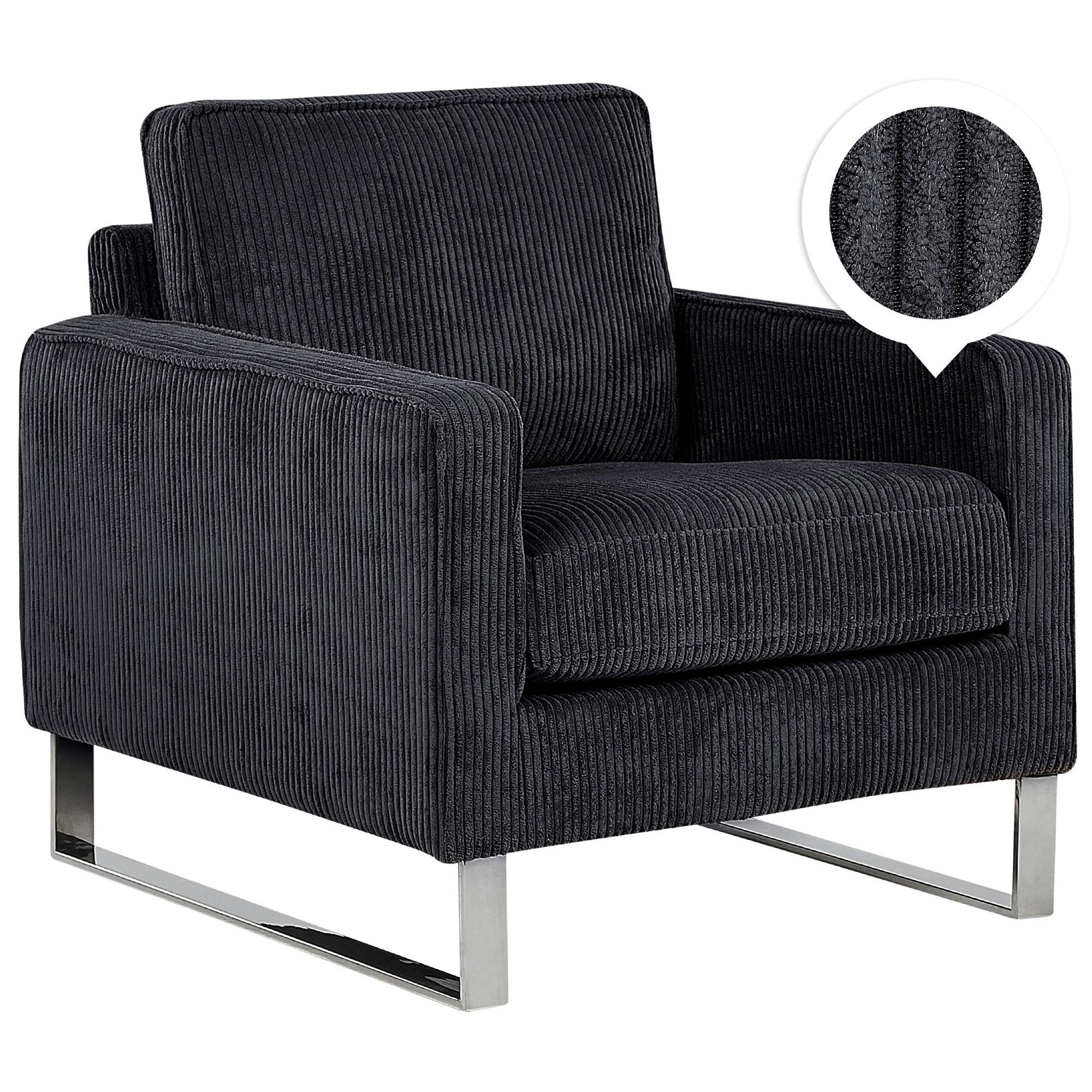 SESSEL Cord Schwarz Vind - Schwarz, Textil/Metall (76/82/82cm) - Beliani