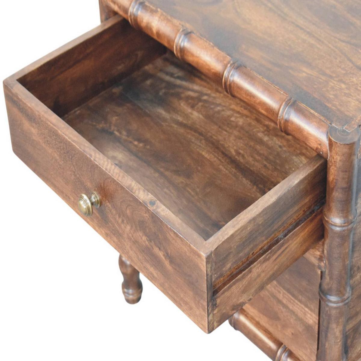 NACHTKASTEN Mit Geröstetem Mandel-Finish, 2 Schubladen, Dunkelbraun - Dunkelbraun/Messingfarben, Holz/Metall (55/58/40cm) - Artisan Furniture