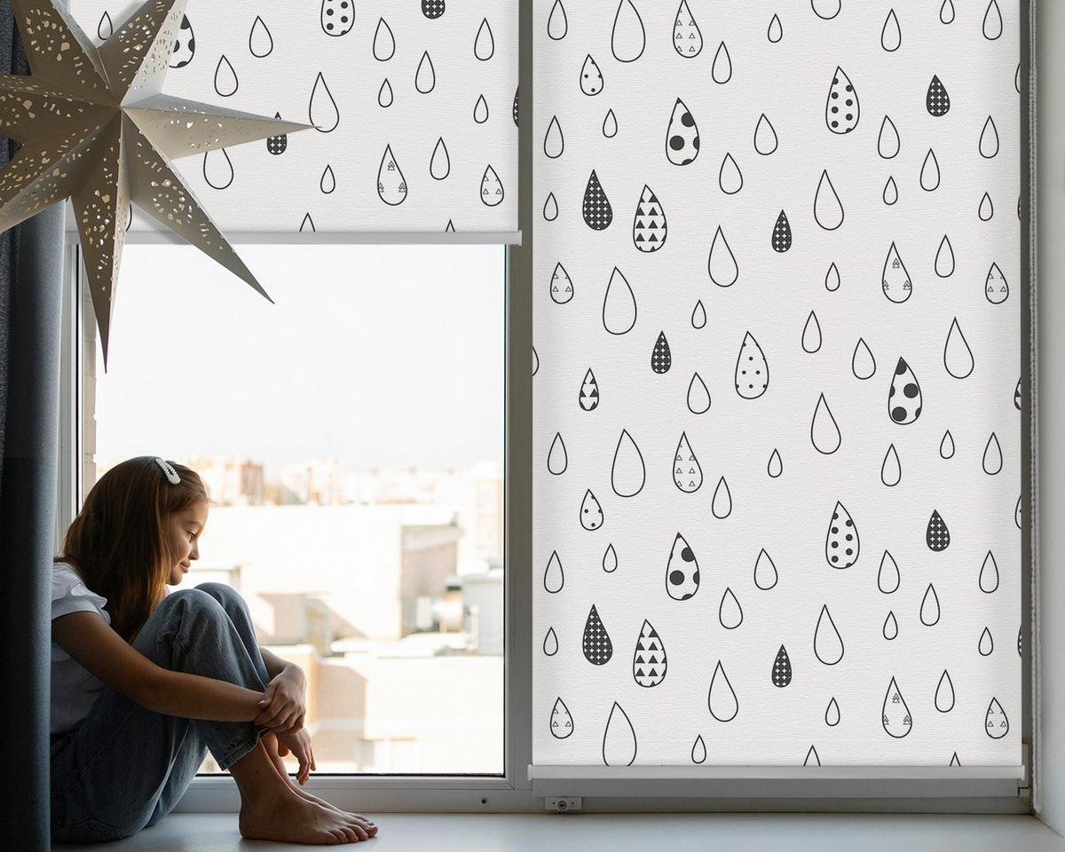 INNENROLLO - Fensterrollo - Rollo - 150x140 cm - Tropfen - Grau, Kunststoff (150/140/0.5cm) - TULUP