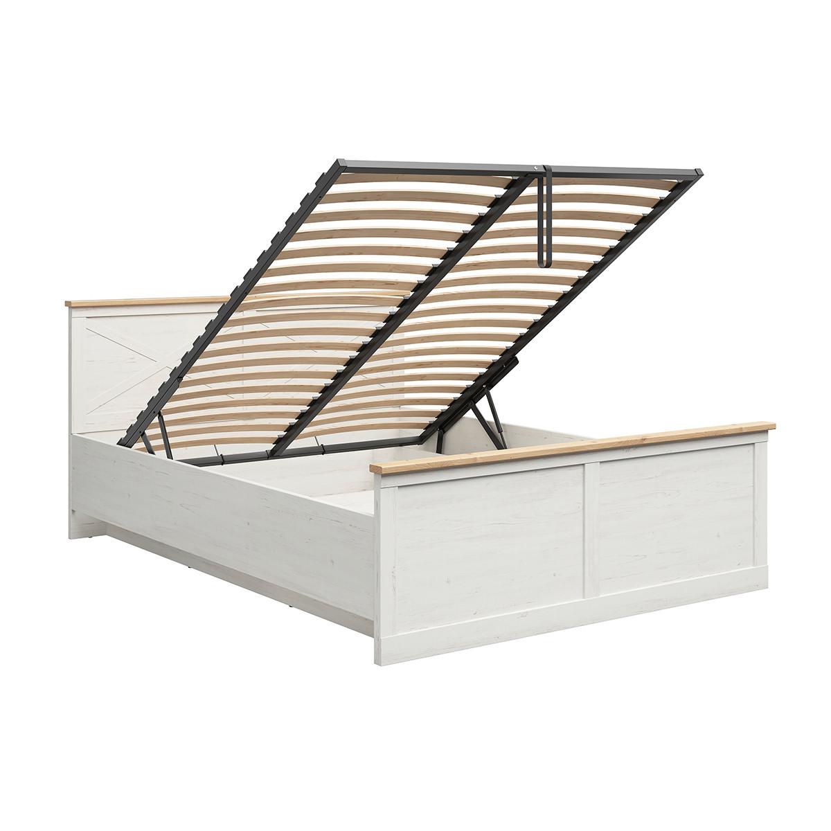 BOXBETT 160/200 Victoria Weiß und Holz - Weiß, Holzwerkstoff (160/200cm) - Petits-meubles