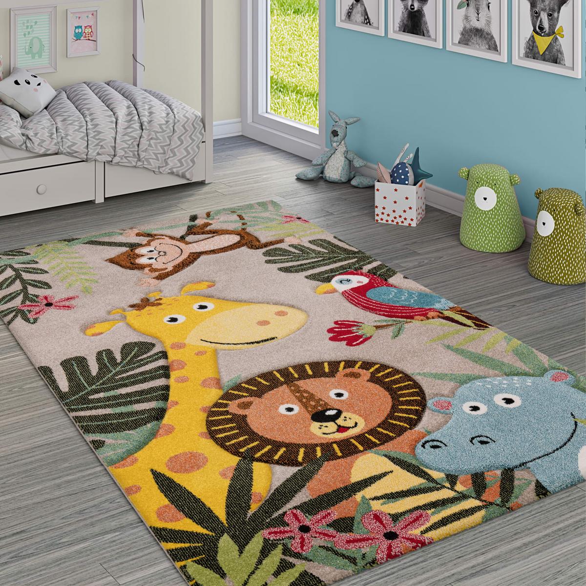 KINDERTEPPICH, mit Dschungel-Motiv, aus Polypropylen, Beige, 140 x 200 cm - Beige, Textil (200/140cm) - KADIMA DESIGN