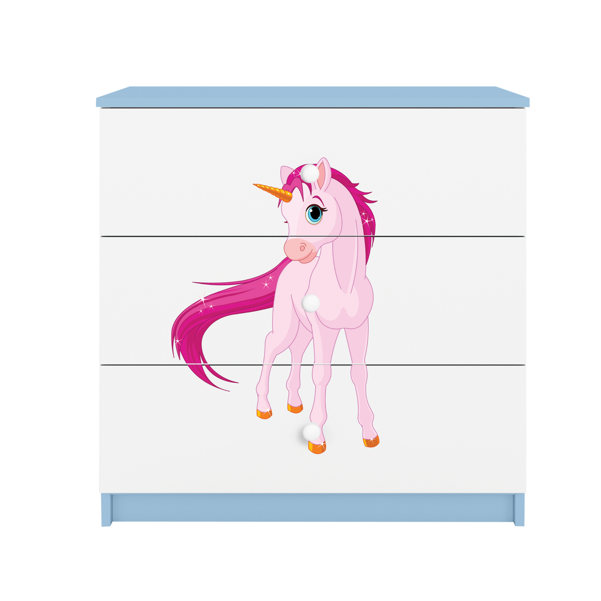KOMMODE Babydreams Einhorn 81/81/41 - Blau, Holzwerkstoff (81/81/41cm) - RAUMHIRSCH FURNITURE