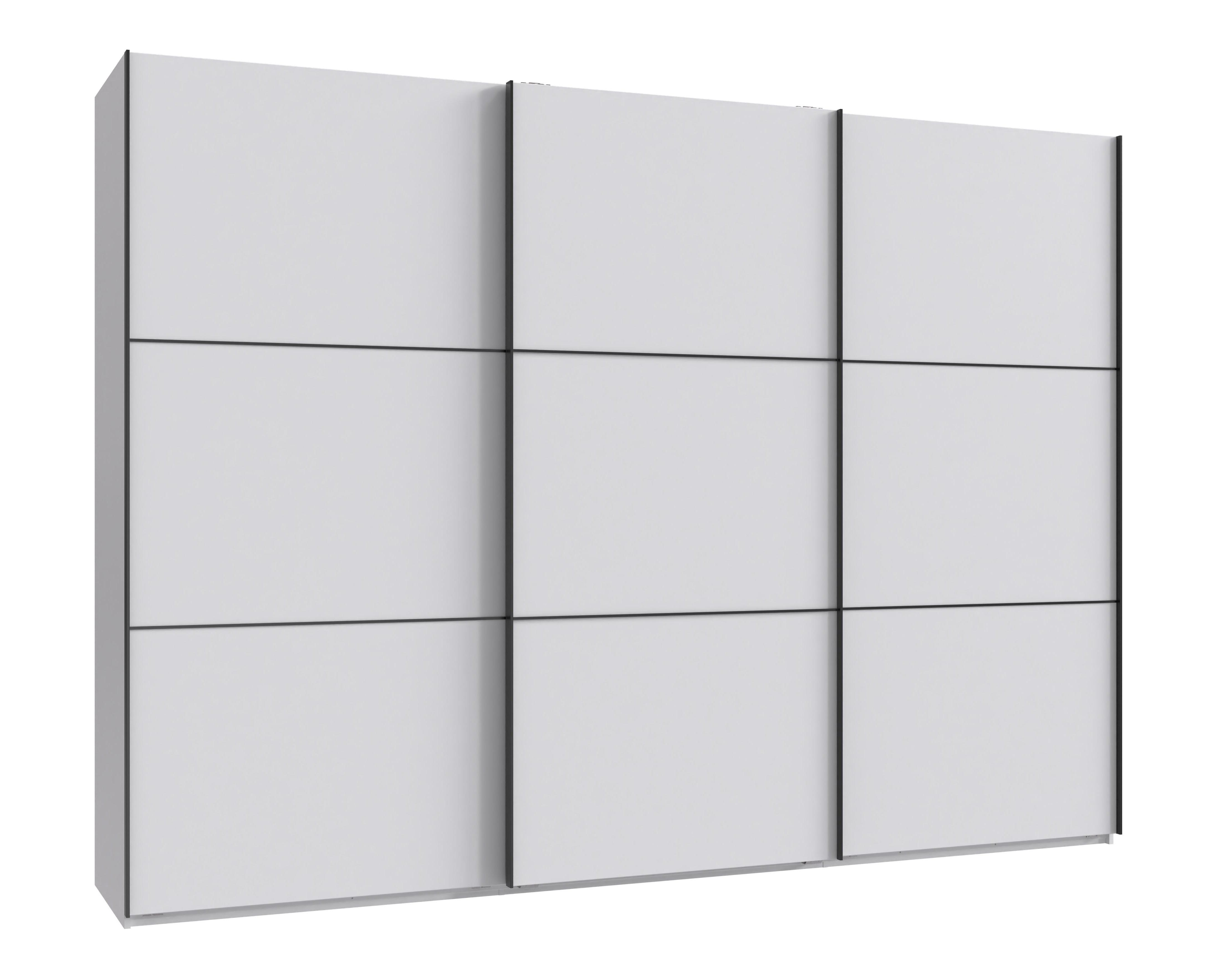 SCHWEBETÜRENSCHRANK 3-türig B300/H216/T65 cm in Weiß, Kleiderschrank inkl. Vollausstattung / 22016 - Rot/Weiß, Holzwerkstoff/Metall (300/216/65cm) - luma-home