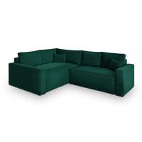 ECKSOFA ERONIS L-S Grün Velours-Stoff mit Schlaffunktion - Grün, Holz (265/194cm) - MASSENO