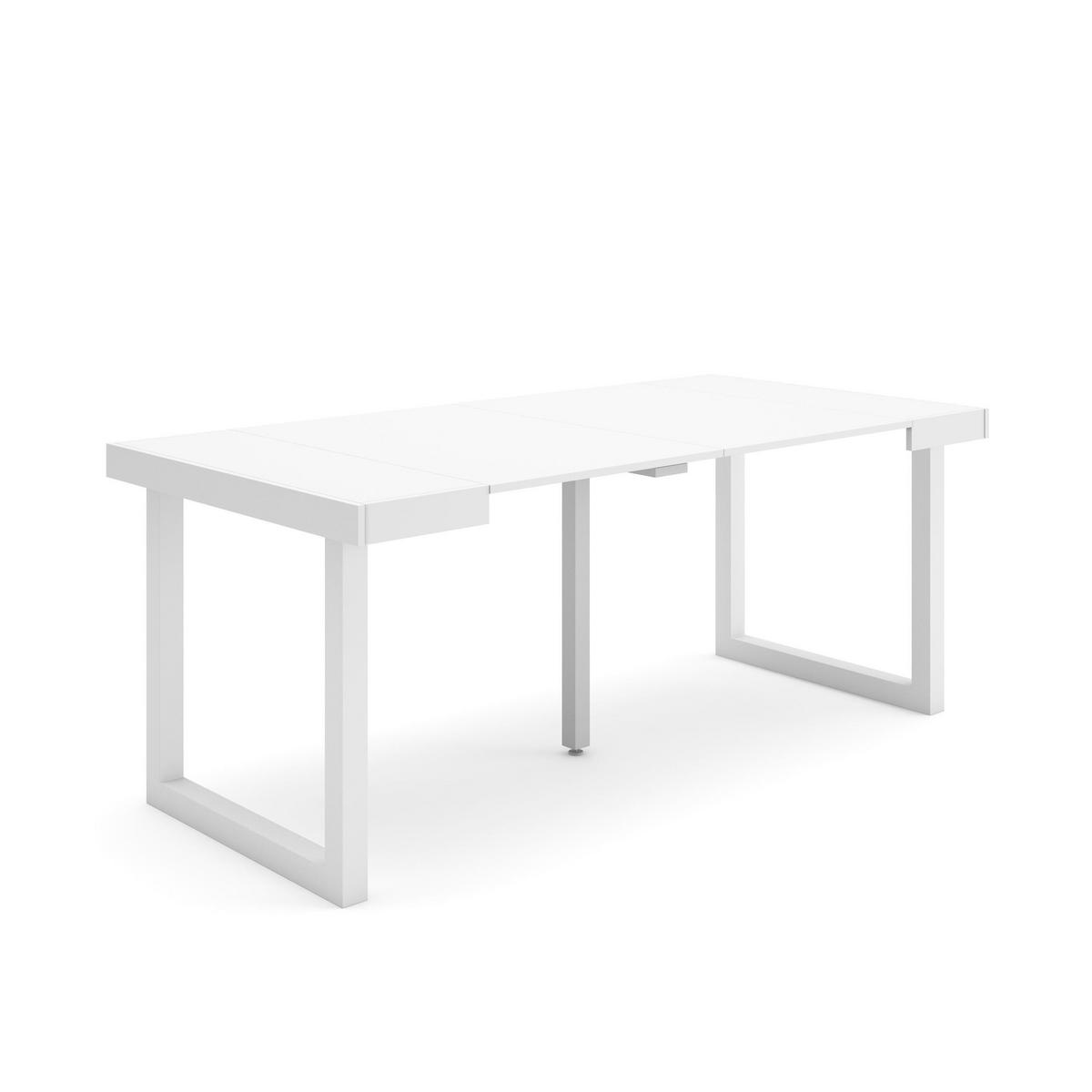 KONSOLENTISCH ausziehbar 58 bis 180cm, für 8 Gäste, weiß, 90/58/73cm - Weiß, Holzwerkstoff (90/180/73cm) - Skraut Home