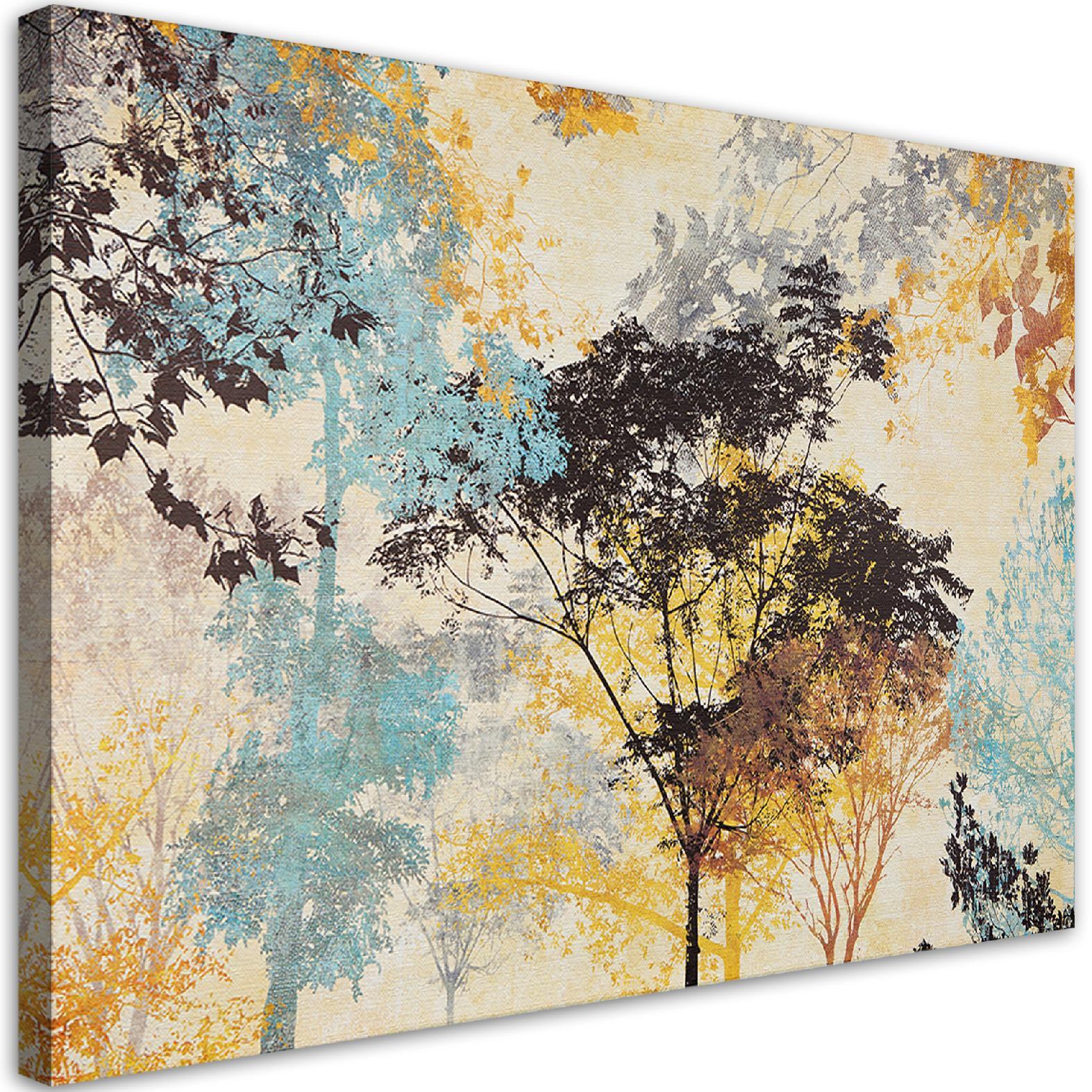 WANDBILD farbenfrohe bäume abstrakt - Multicolor, Textil (60/40cm) - Feeby