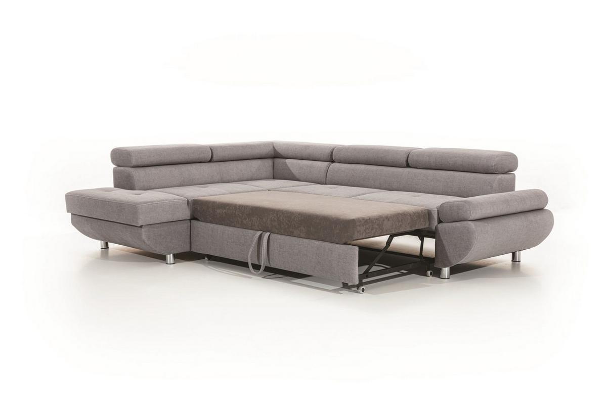ECKSOFA Schlafsofa Panos In Esito - Braun, Holzwerkstoff/Textil (275/210cm) - Fun Möbel