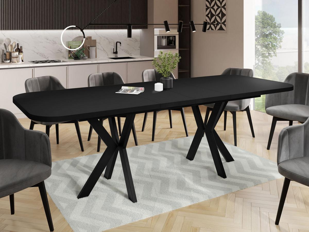 ESSTISCH Olivia ausziehbar rechteckig, Schwarz 200-280/100/76 - Schwarz, Holzwerkstoff/Metall (100/280/76cm) - WFL GROUP
