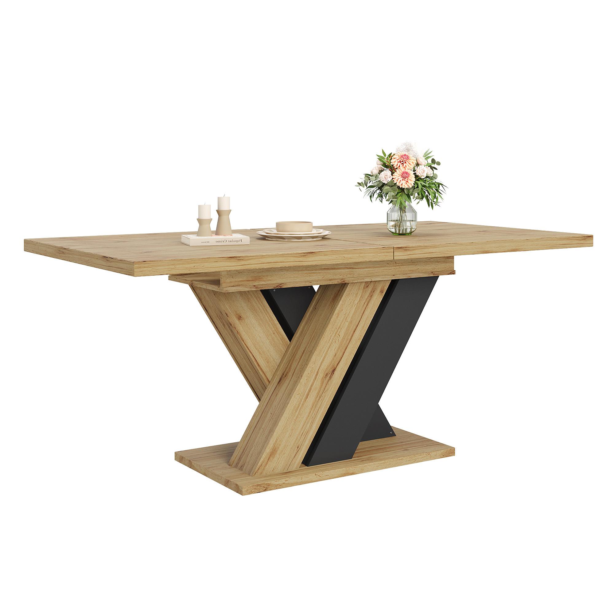 ESSTISCH ausziehbarer (119-158,5 cm) in Holzoptik & Schwarz - Eichefarben, Holzwerkstoff (80/159/75cm) - Urban Meuble