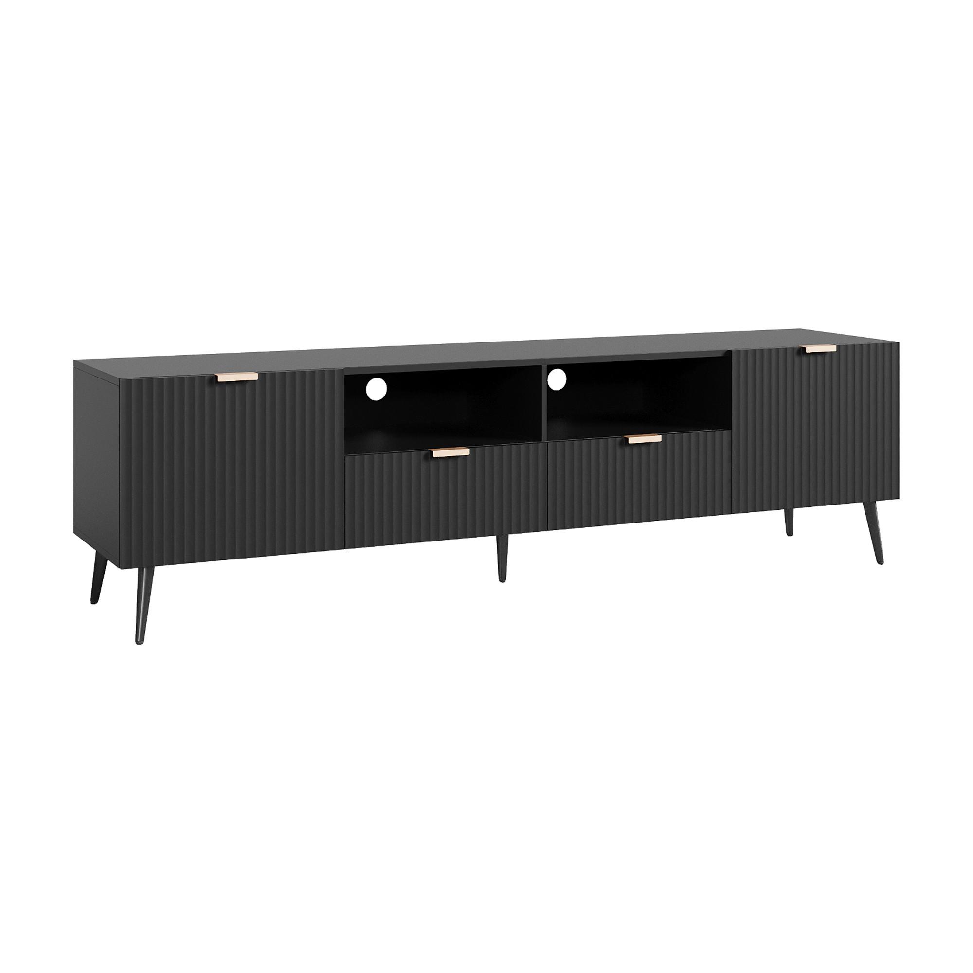 FERNSEHSCHRANK Nand - Schwarz, Holzwerkstoff/Metall (40/51/180cm) - [en.casa]