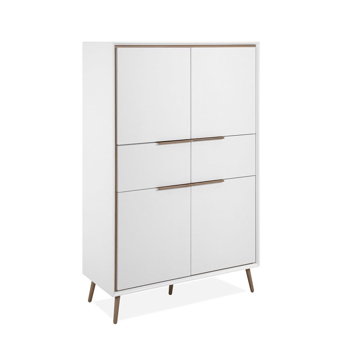 HIGHBOARD mit 4 Türen und 2 Schubladen - Arona - 90/38/140 cm - Weiß/Eiche Artisan, Holzwerkstoff (38/140/50cm) - Calicosy