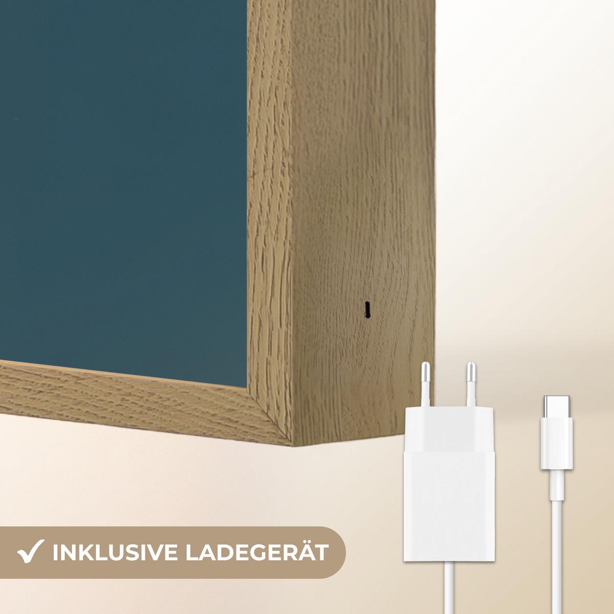 WANDLEUCHTE MIT AKKU Abstrakt - Traktor - Grün 90x60 cm - Dunkelblau, Holzwerkstoff (90/60/8cm) - OnlyWow