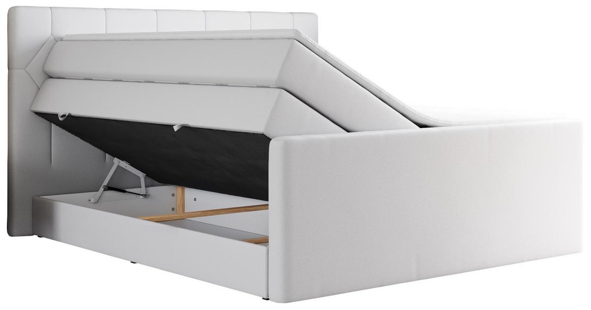 BOXSPRINGBETT KING EIGAR 140/200 Weiß Kunstleder - H3 - Weiß, Holz/Textil (140/200cm) - MKS