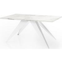 ESSTISCH Vance Weiß rechteckig ausziehbar, Marmor Weiß 140-240/80/76 cm - Ecru/Weiß, Holzwerkstoff/Metall (80/240/76cm) - WFL GROUP