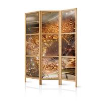 PARAVENT Japanischer 3-tlg 135x172 cm Pusteblumen - Braun, Holz/Textil (135/172/3cm) - Muralo