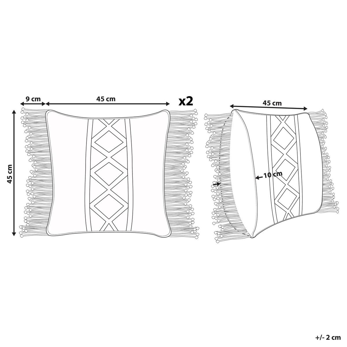 DEKOKISSEN 2er-Set Hellbeige 45/45 cm Yortan - Beige, Textil (45/45cm) - Beliani