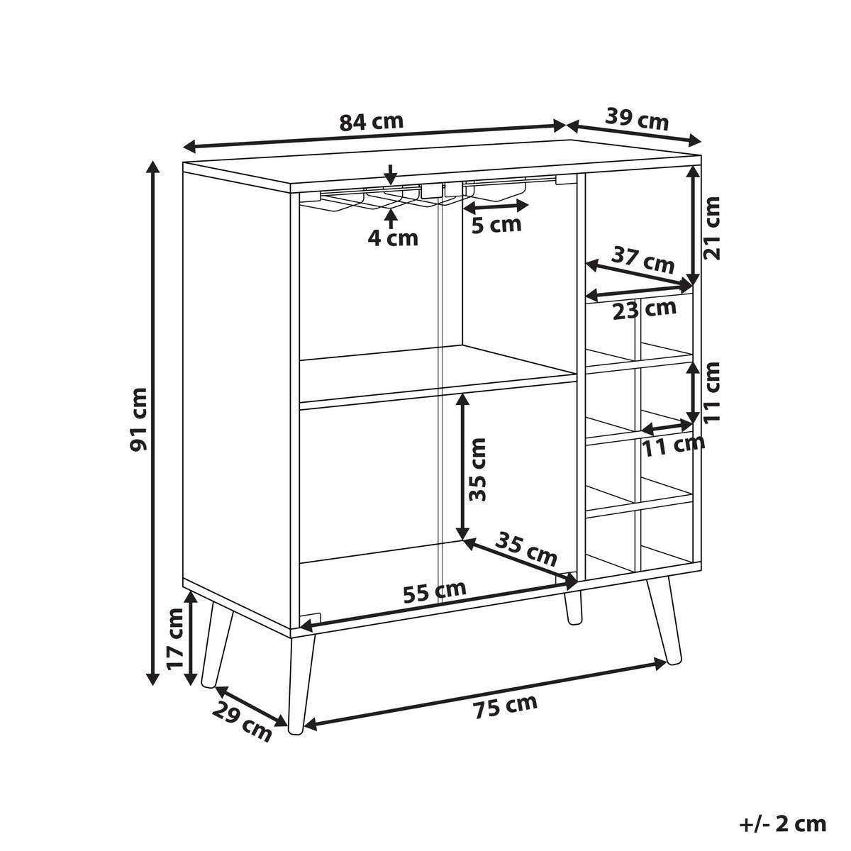 WEINREGAL Dunkelbraun Tullamore - Braun, Holzwerkstoff (84/91/39cm) - Beliani