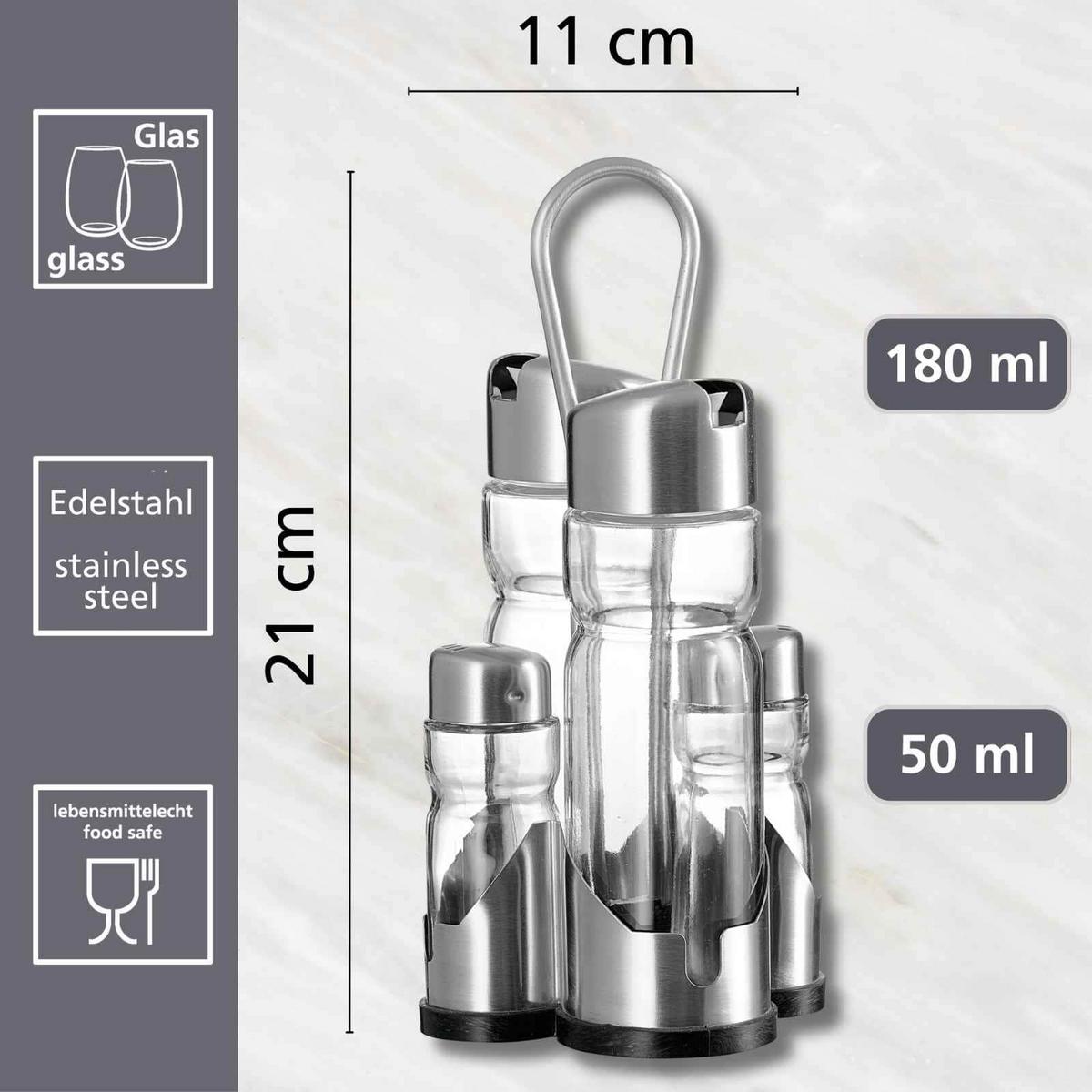 MENAGESET Basic transparent-silber 18er Set - Transparent/Silberfarben, Glas/Metall (10.5/22/11cm) - Ritzenhoff Breker
