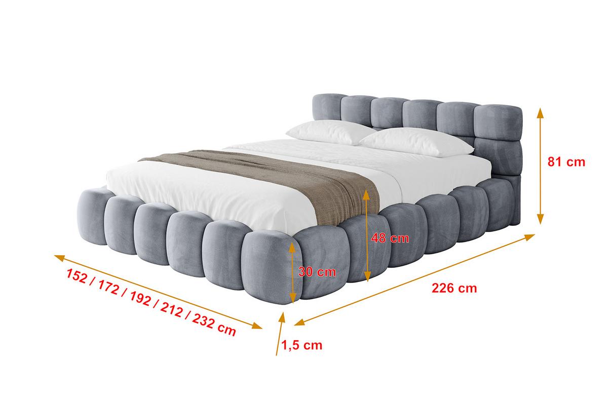 POLSTERBETT mit Bettkasten und Lattenrost, Bett mit Matratze H3/H4 - LEYA-v1 180x200 Grau - Grau, Holzwerkstoff/Textil (180/200cm) - ALTDECOR