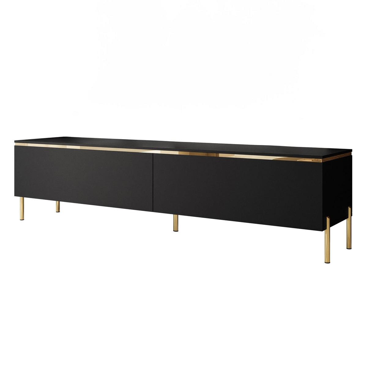 TV-LOWBOARD AURORA Schwarz Matt mit gerade Goldchrom Fuße - Goldfarben/Schwarz, Holzwerkstoff/Metall (180/46/40cm) - Lookway