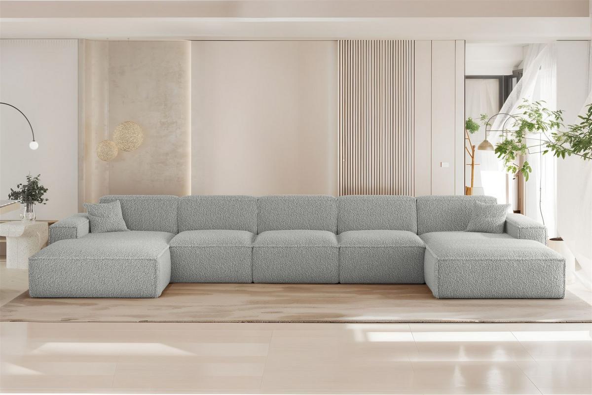 WOHNLANDSCHAFT Celes Premium Xl Sven - Hellgrau, Holzwerkstoff/Textil (462/73/165cm) - Fun Möbel