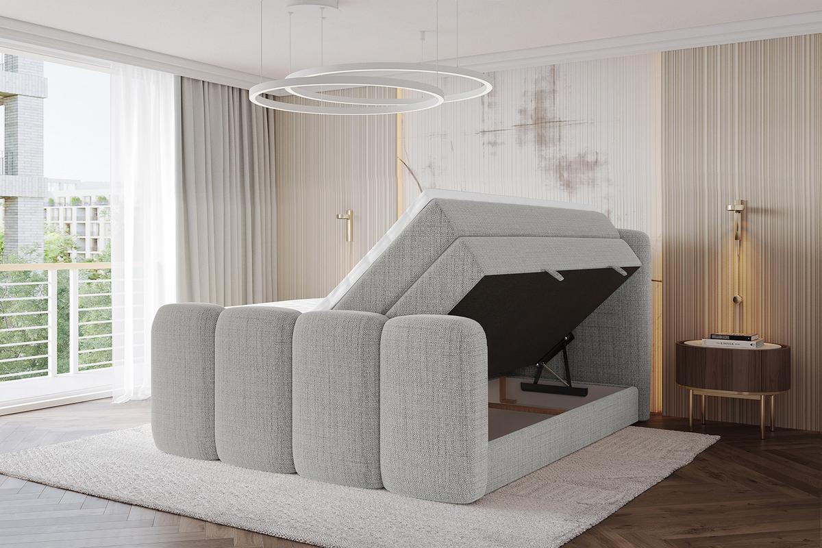 BOXBETT mit Matratze H3|H4 und Lattenrost - NINA-Z KING - 200x200 cm Aragon - Hellgrau - Hellgrau, Holzwerkstoff (200/200cm) - ALTDECOR