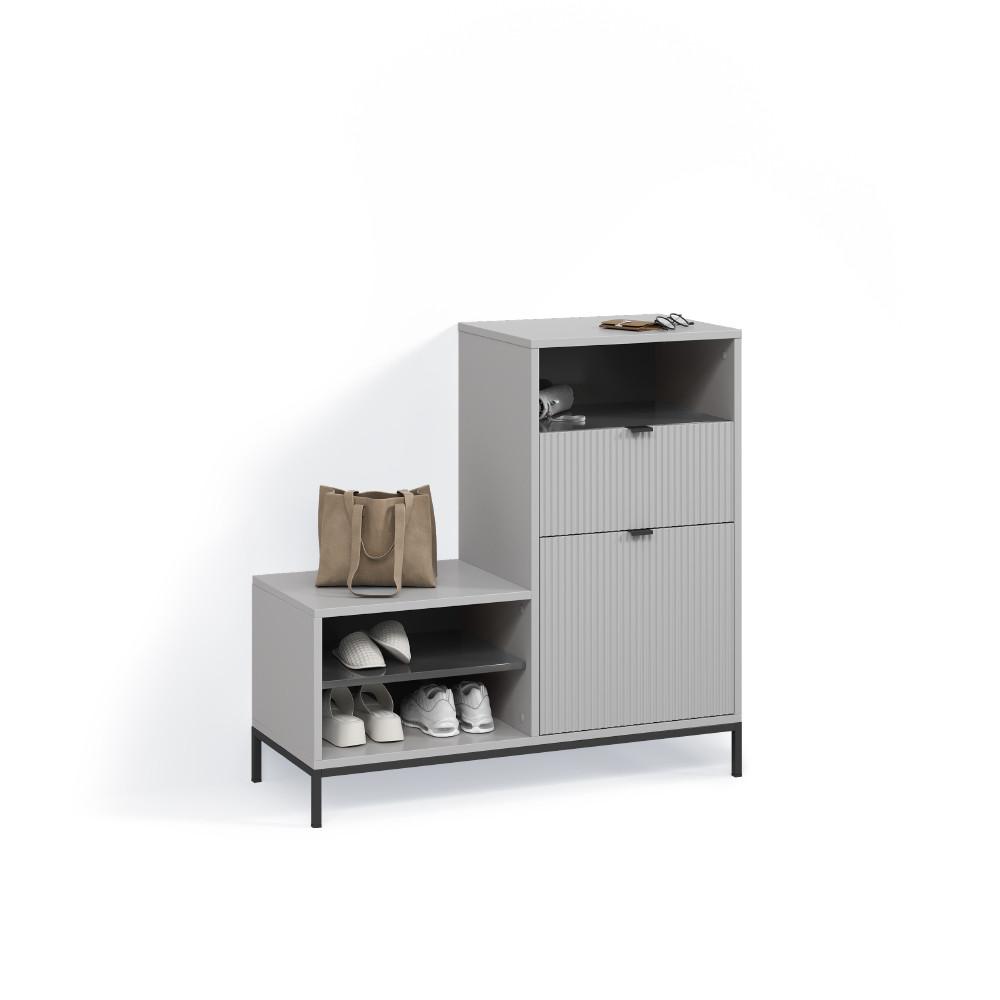 SCHUHSCHRANK Aterno Grau 100 x 98.5 cm mit Tür und Schublade - Grau, Holzwerkstoff (100/98.5/40cm) - Livinity®