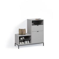 SCHUHSCHRANK Aterno Grau 100 x 98.5 cm mit Tür und Schublade - Grau, Holzwerkstoff (100/98.5/40cm) - Livinity®
