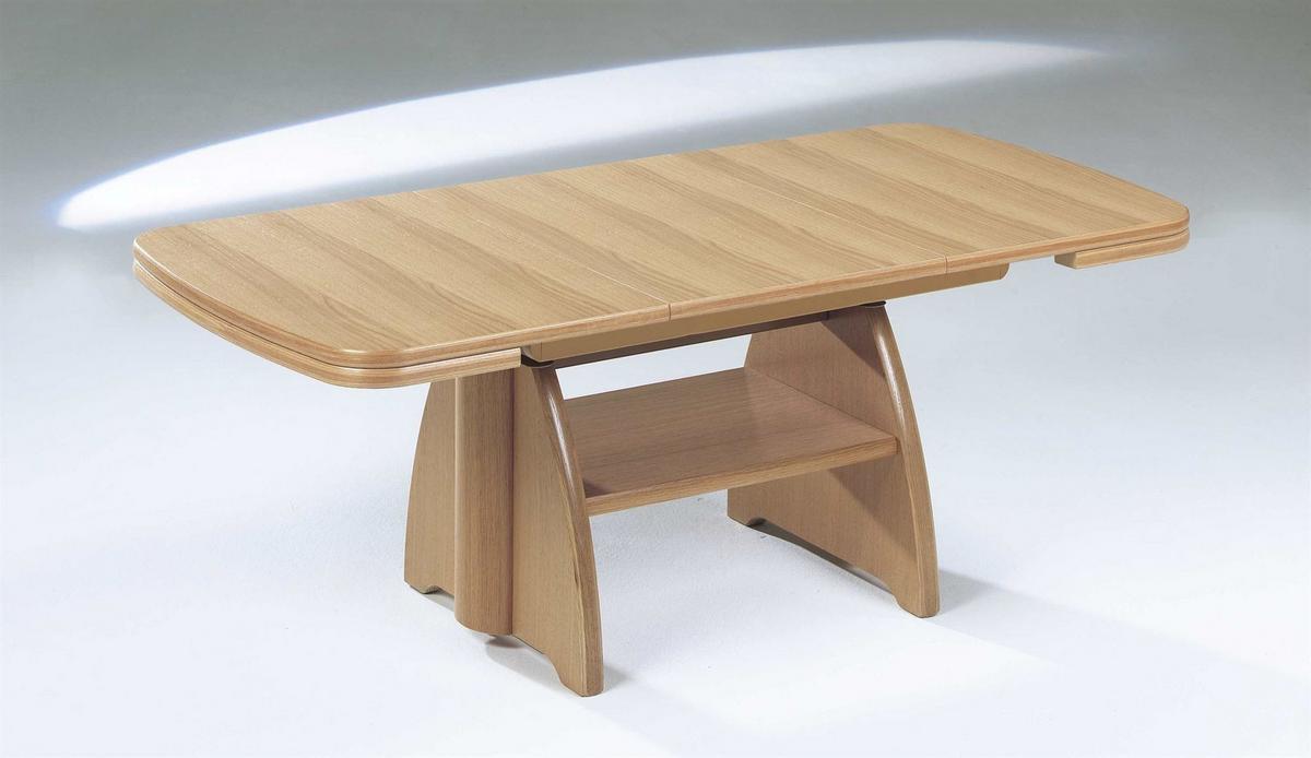 FUNKTIONSTISCH Camela höhenverstellbar und ausziehbar 125(165,5) x 71 x 56-75 Couchtisch massiv Eiche - Hellbraun, Holz (125/71/56cm) - 58aufmkessel