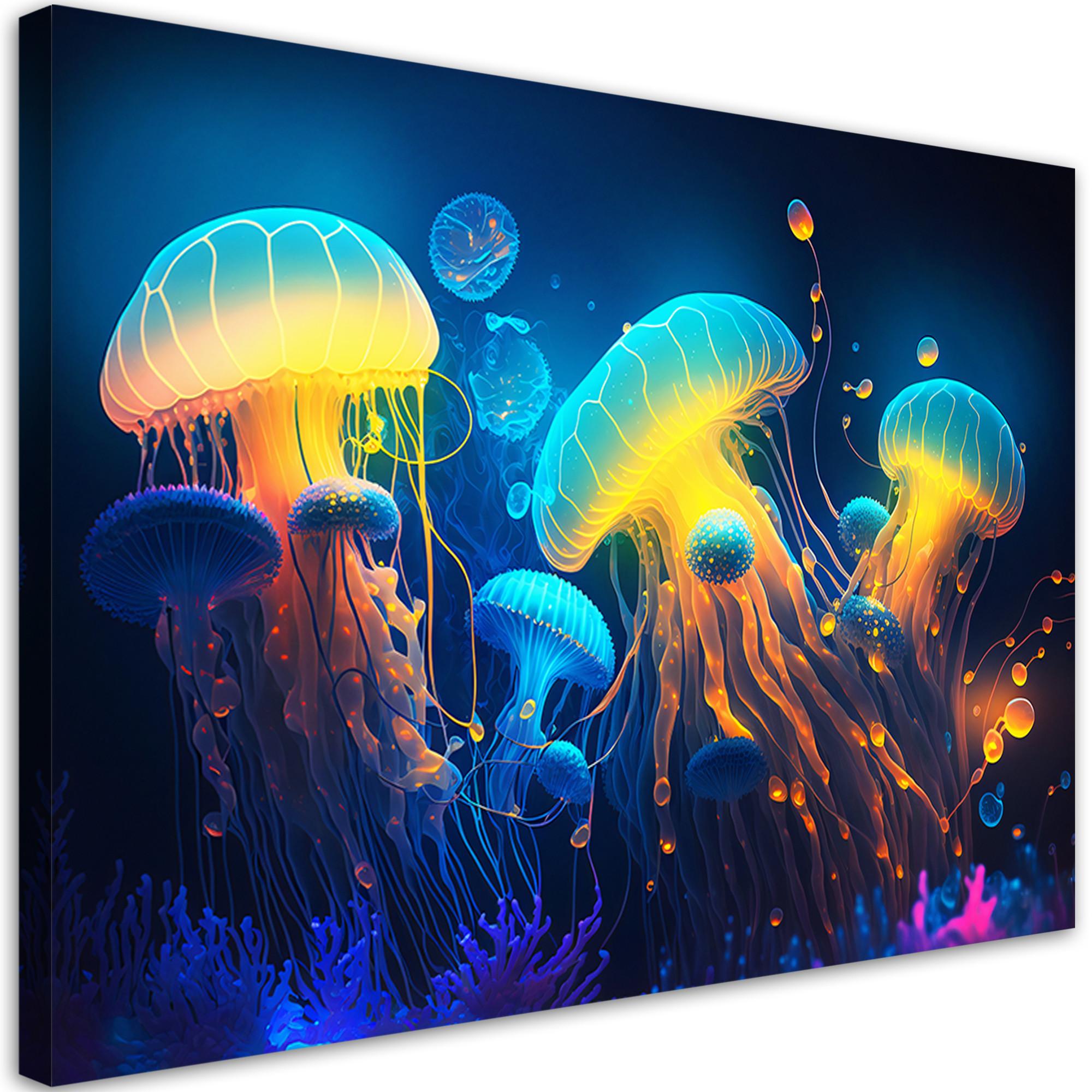 WANDBILD neon meer abstraktion - Multicolor, Textil (60/40cm) - Feeby