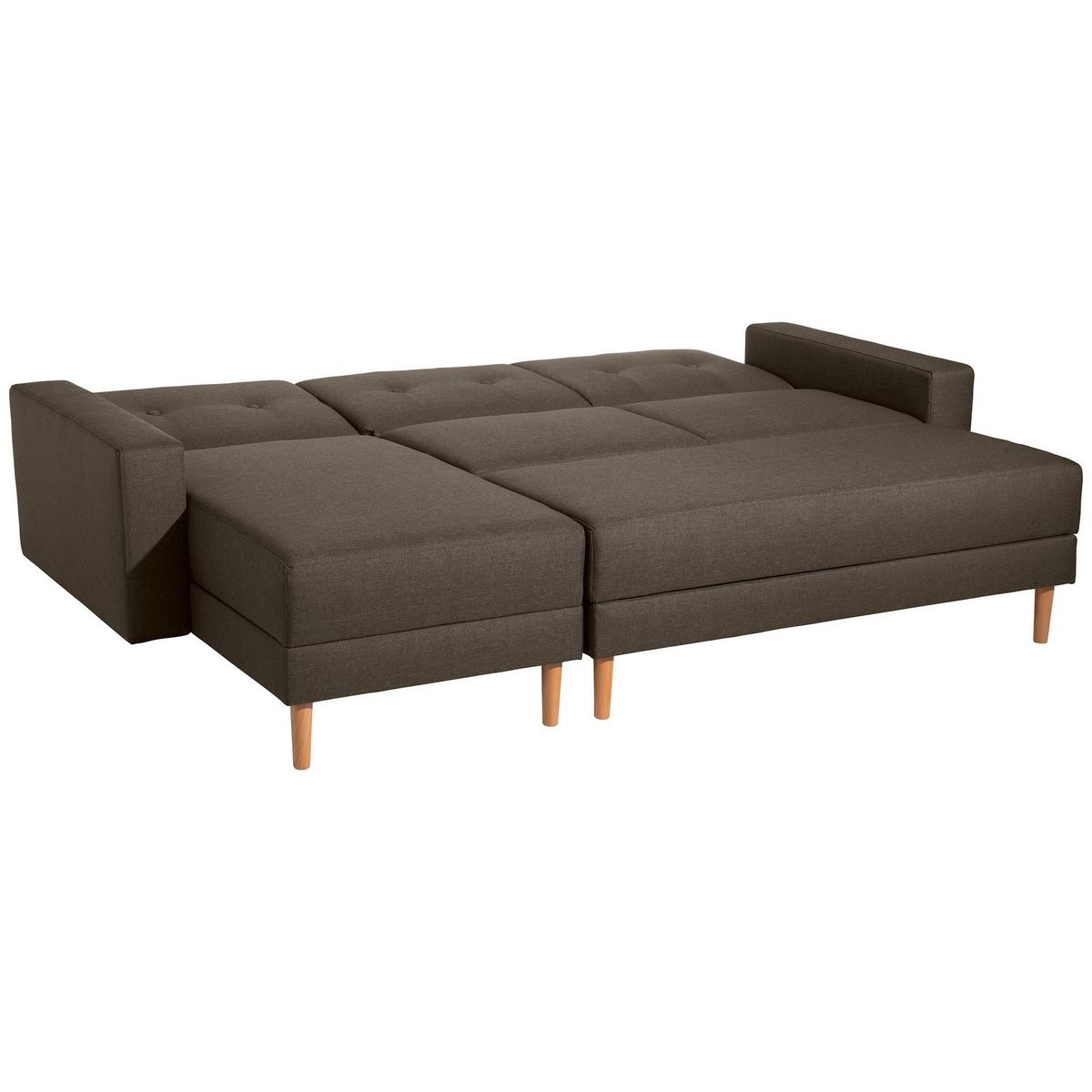 FUNKTIONSSOFA mit Hocker Kattie Flachgewebe braun - Braun, Kunststoff (144/230cm) - 58aufmkessel