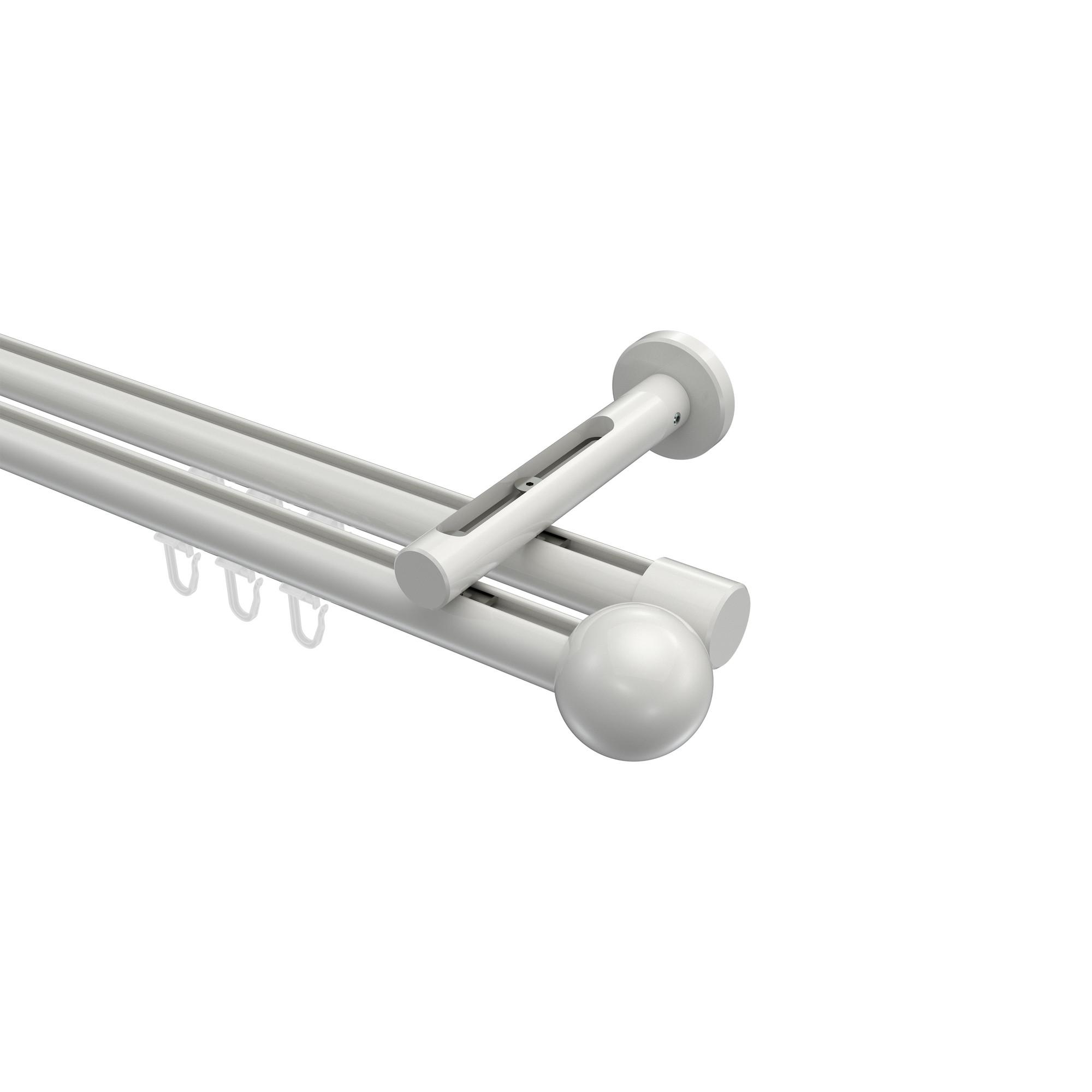 GARDINENSTANGE INNENLAUF Siteno Luino 180 cm, 2-läufig, 20 mm Ø Weiß - Weiß, Metall (180cm) - INTERDECO