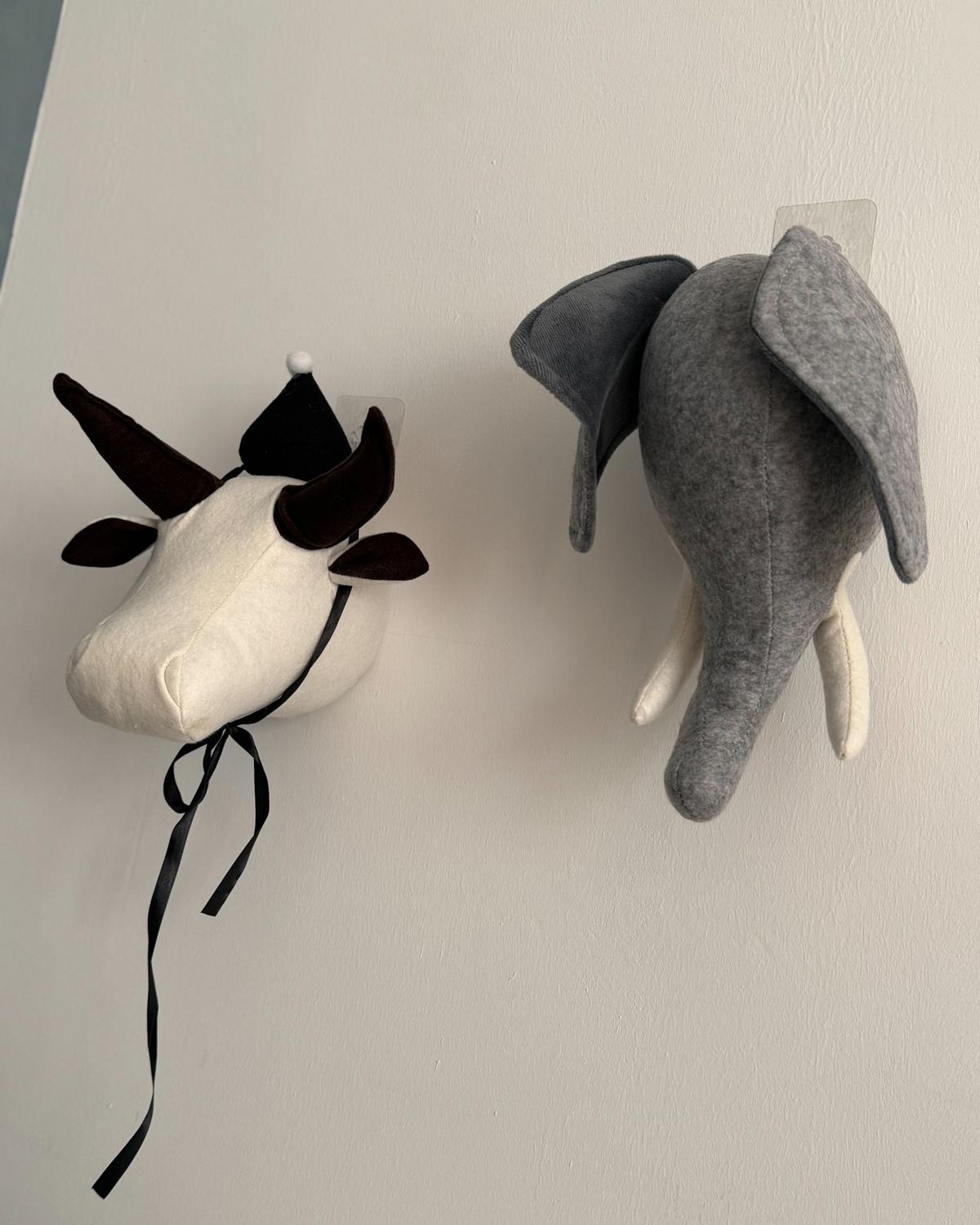 WANDDEKORATION cremeweiß/braun Geoffrey - Weiß, Textil (22/24/18cm) - Beliani