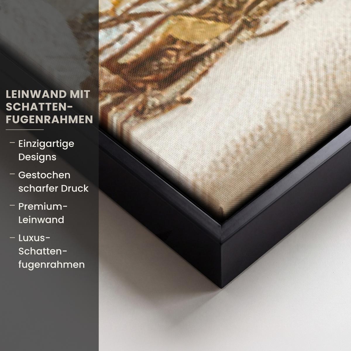 LEINWAND Bilder mit Rahmen - Blumen - Vase - Stilleben - Beige - 100x150 - Creme, Textil (100/150cm) - MuchoWow