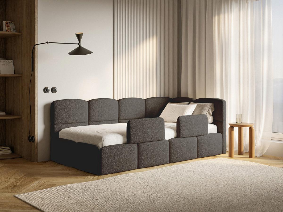KINDERBETT Cloudy Braun 120 cm, Bouclé - Schwarz/Braun, Kunststoff/Textil (120/200cm) - Selsey