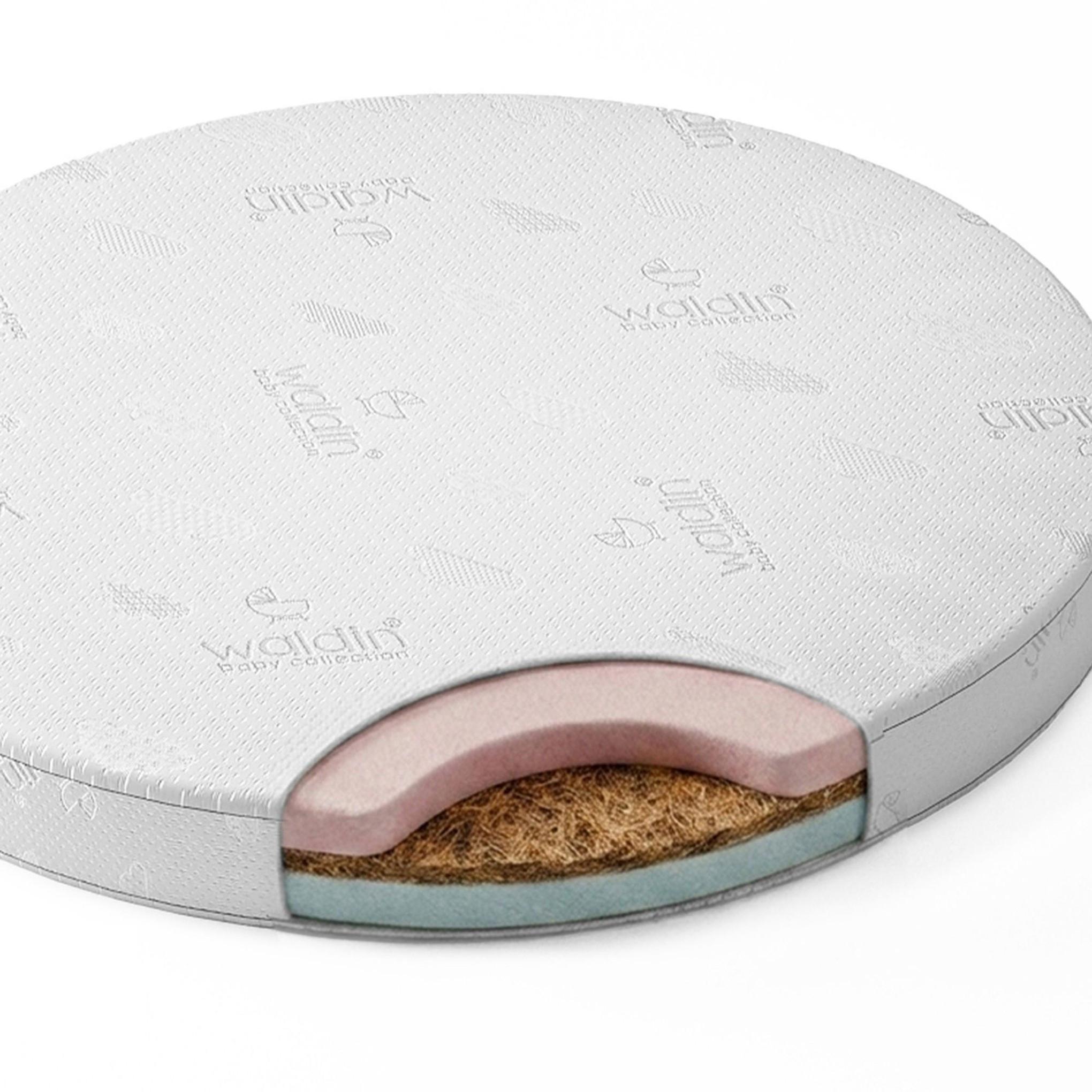 BABY Kokosmatratze 7in1 oval - Weiß, Naturmaterialien/Textil (73/73cm) - waldin