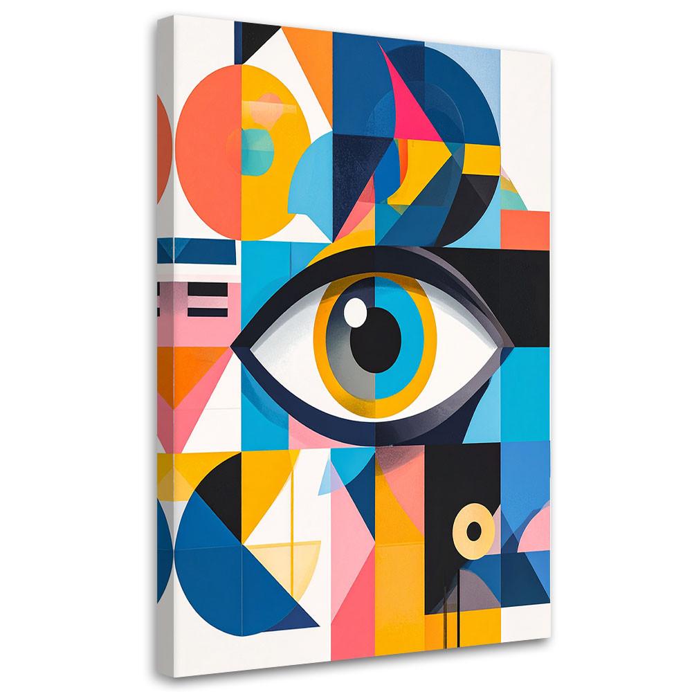 LEINWANDBILD Abstraktion Auge inspiriert vom Bauhaus 70x100cm - Multicolor, Textil (70/100cm) - Feeby