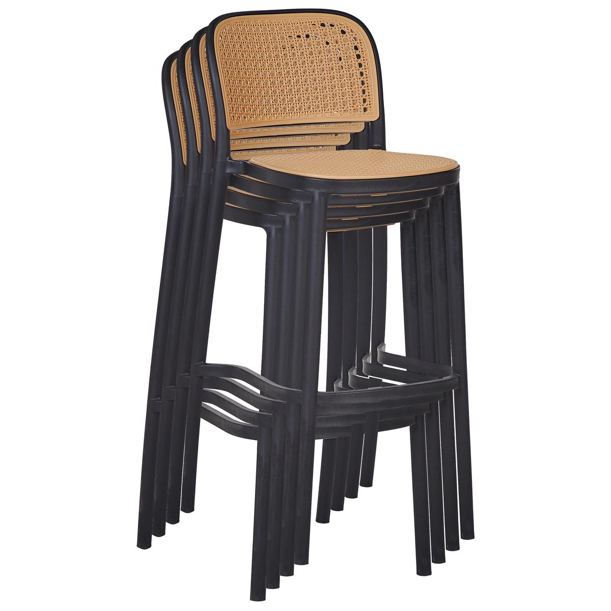 BARSTÜHLE 4er-Set Beige Plose - Beige/Schwarz, Kunststoff (40/102/46cm) - Beliani