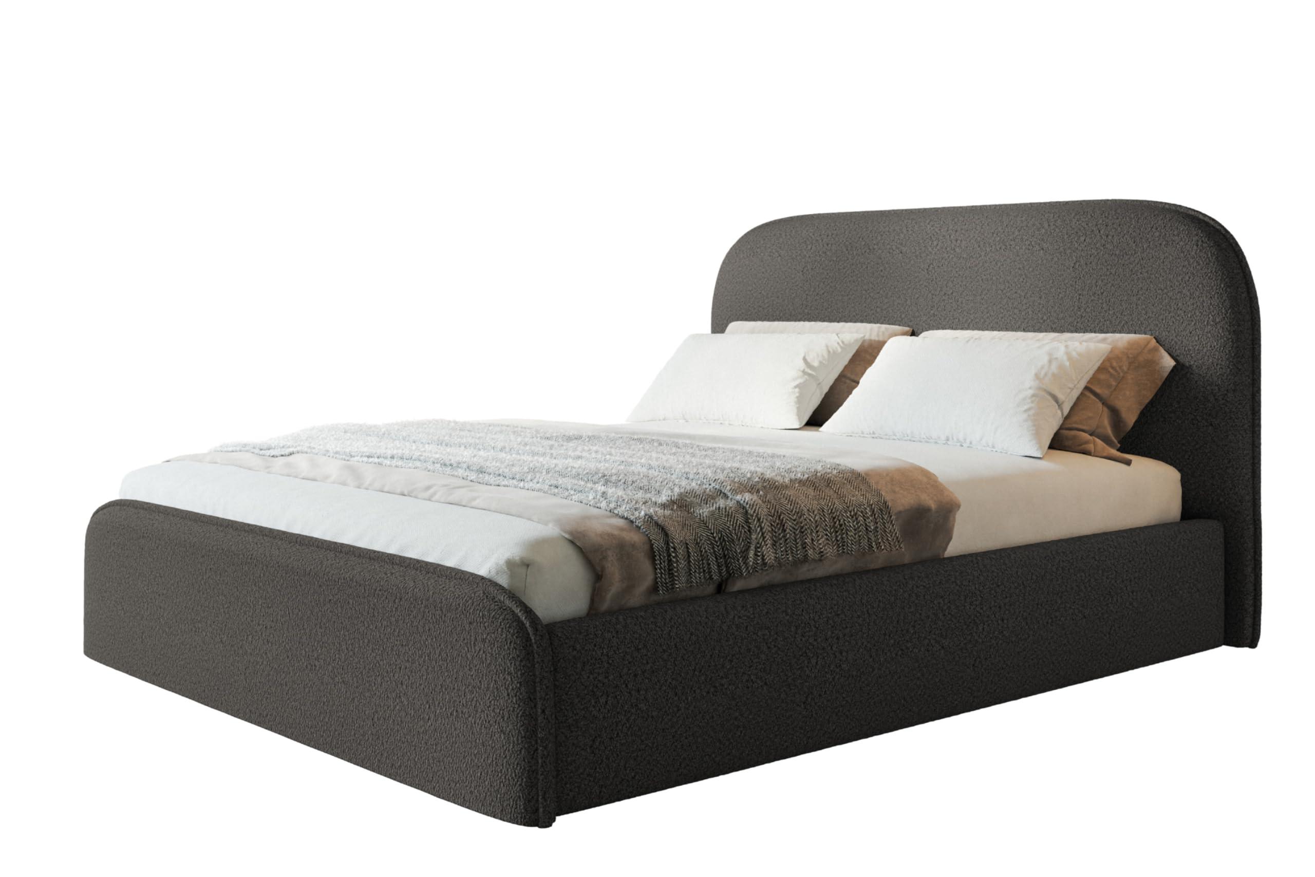 BETT 120x200 - Polsterbett mit Bettkasten und Holzrahmen - Modern Betten - Kuscheliger Catch-Me-Stoff - Kollektion Vienna - Grau - Grau, Holz/Textil (120/200cm) - Alpi-Möbel