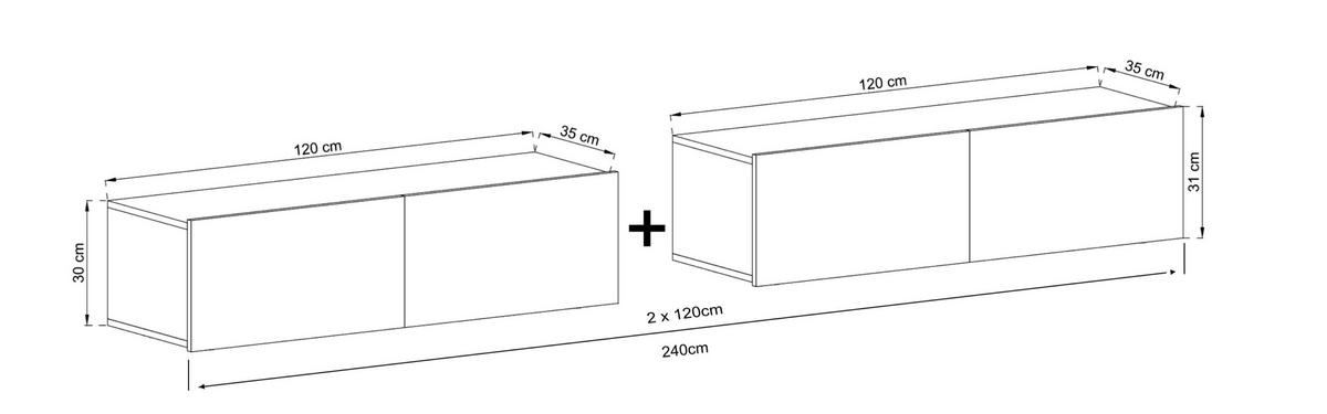 TV-LOWBOARD 2-er Set Enjoy Weiß Matt 120 cm - Weiß, Holzwerkstoff (240/30/35cm) - Meble Lindner