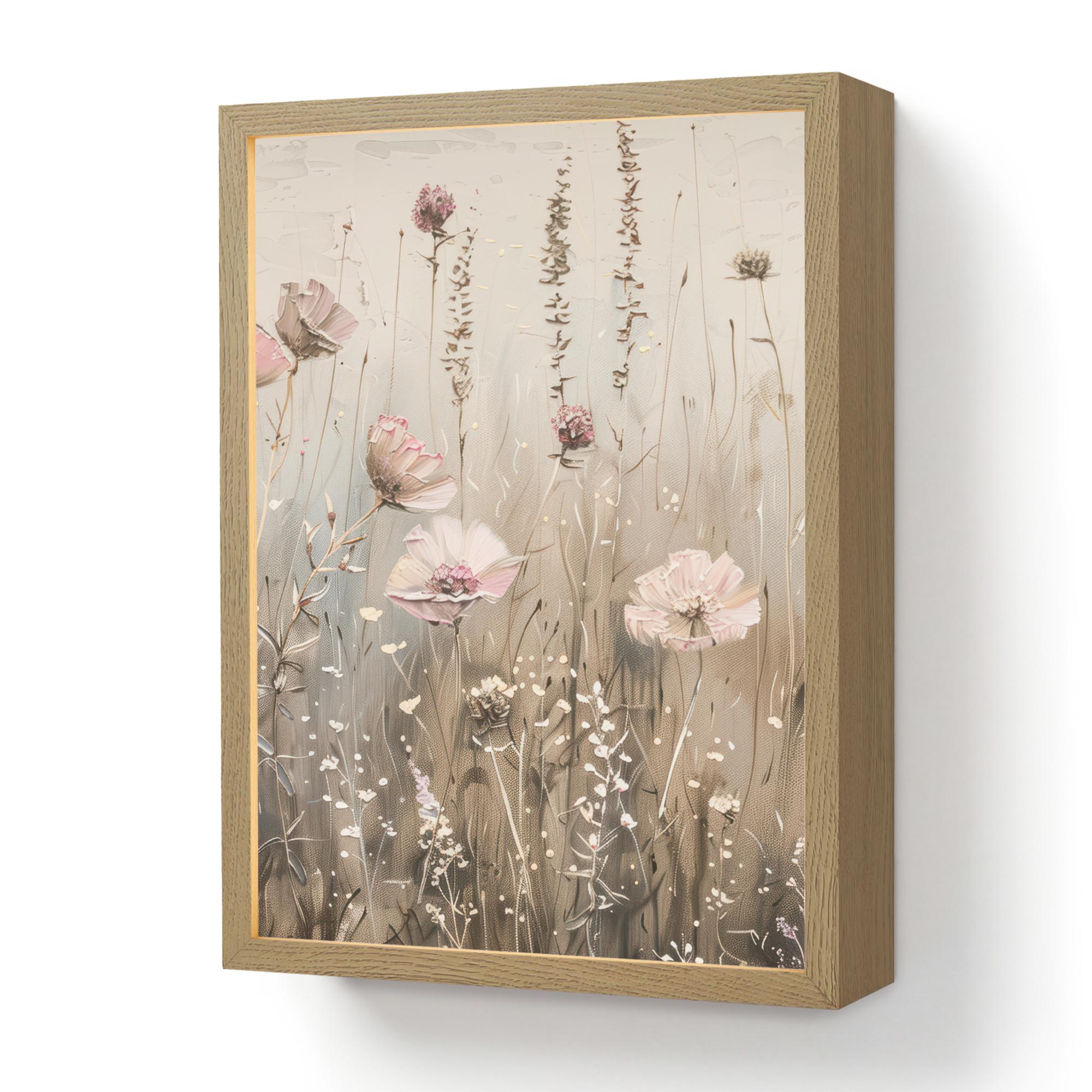 WANDLEUCHTE MIT AKKU Blumen - Rosa - Modern - Beige 30x40 cm - Altrosa, Holzwerkstoff (30/40/8cm) - OnlyWow