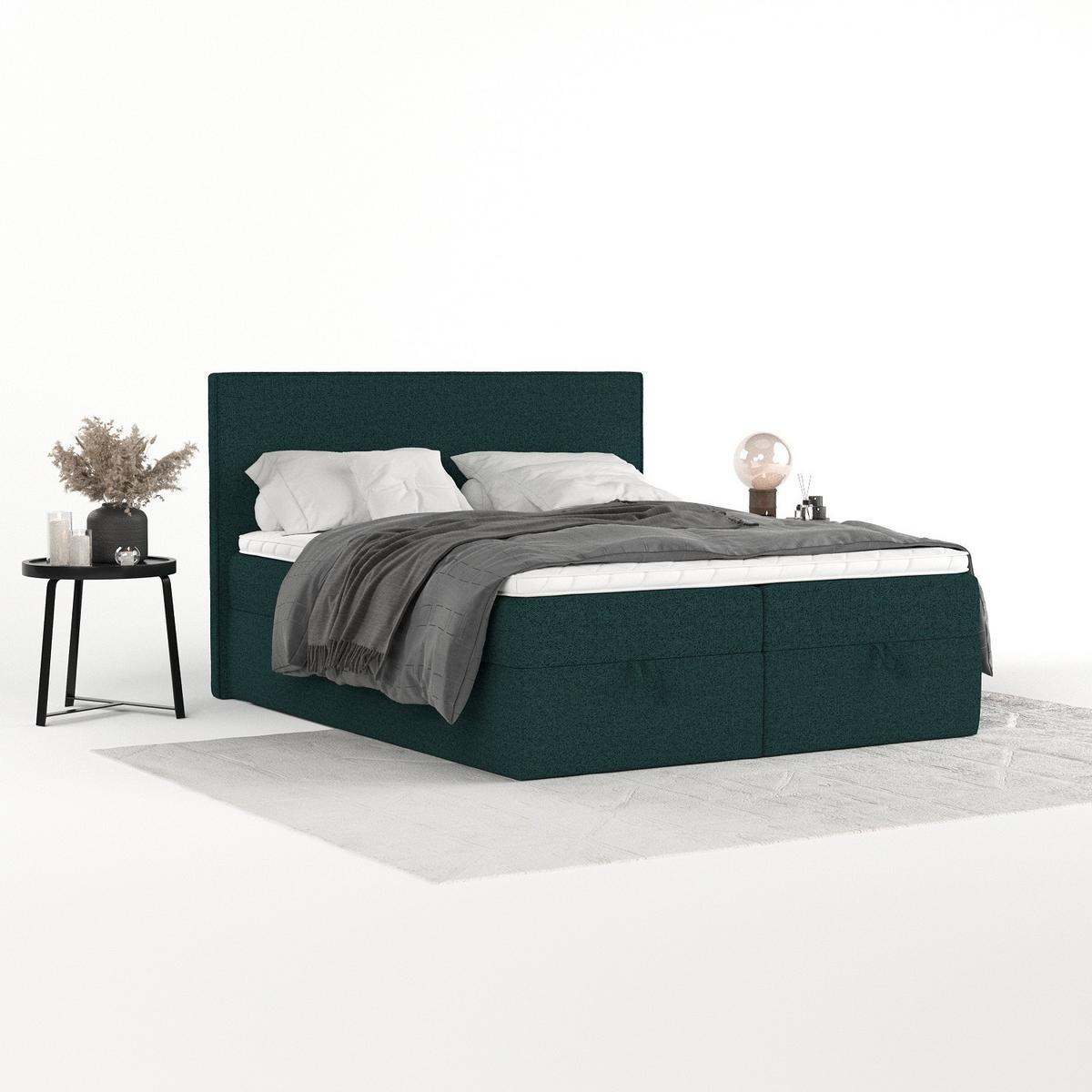 BOXBETT Velma 200/200 cm Grün im Riva Stoff - Schwarz/Grün, Holz/Holzwerkstoff (200/200cm) - AltaBeds