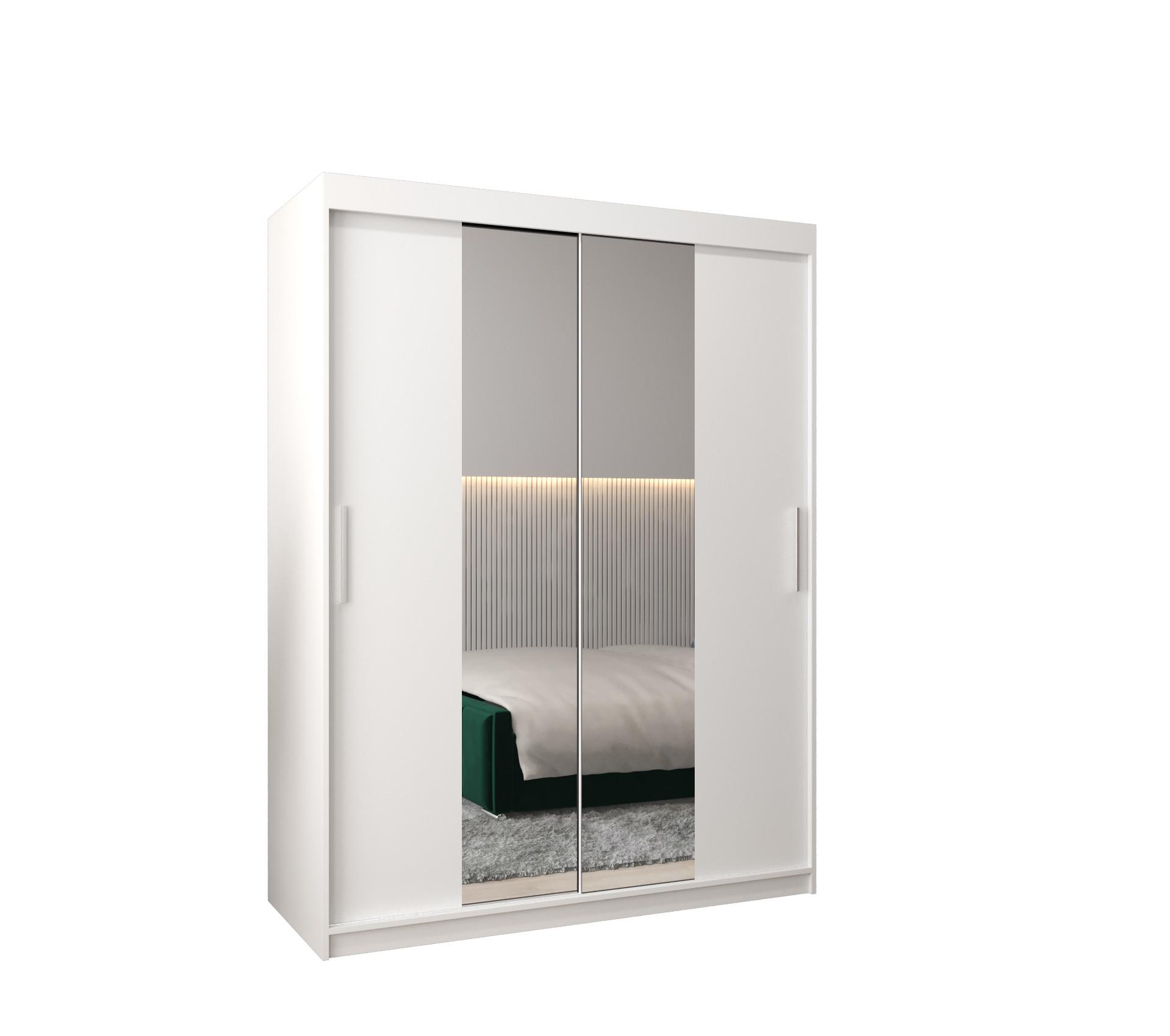 SCHIEBETÜRENSCHRANK mit Spiegel TOKYO 1 200/150/62 2-türig - Silberfarben/Weiß, Holz/Kunststoff (150/200/62cm) - MÖBEL KRYSPOL