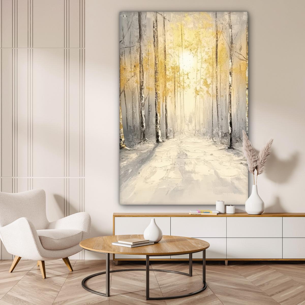 LEINWANDBILD Winter - Abstrakt - Schnee - Natur - Sonne Deko Groß 90x140 cm - Grau, Textil (90/140cm) - MuchoWow