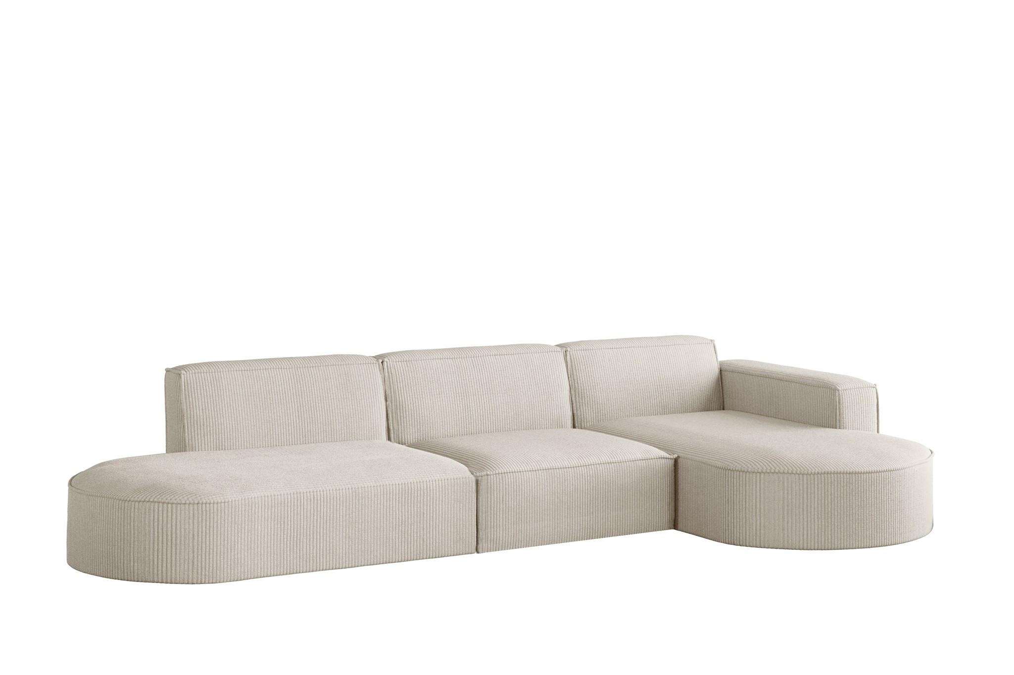 ECKSOFA Palma In Scala - Beige, Holzwerkstoff/Textil (296/165cm) - Fun Möbel